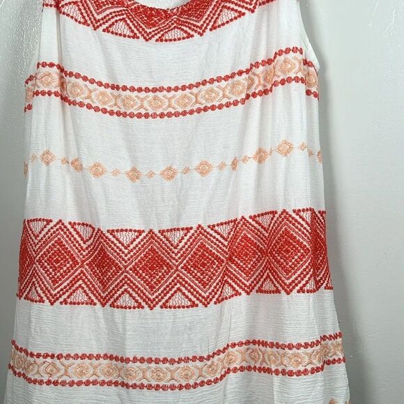 PPLA Adalia Tank Shirt Top White with Red and Peach Embroidery Lined Size Large - Picture 3 of 16